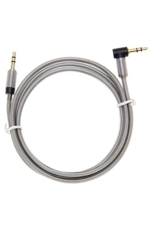 Aux Kablosu Metal Yaylı Ve Muhafazalı 100 Cm Kaliteli Metal Üniversal Aux Kablosu