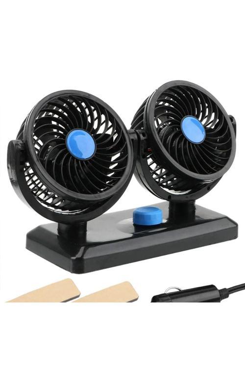 Araç Içi Torpido Üstü Çift Fanlı Oto Vantilatör 360° Dönebilir 12V