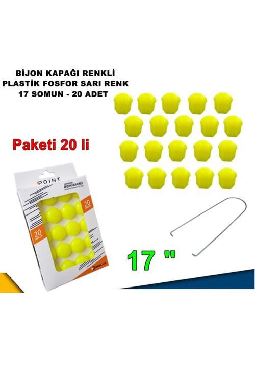 Renkli Bijon Kapağı Plastik Fosfor Sarı Renk Altıgen 17 Mm Bijon Uyumlu 20 Adet -