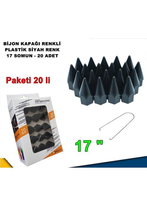 Sivri Mermi Tip Bijon Kapağı Plastik Siyah Renk 17 Mm Bijon Uyumlu 20 Adet -