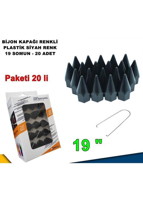 Sivri Mermi Tip Bijon Kapağı Plastik Siyah Renk 19 Mm Bijon Uyumlu 20 Adet -