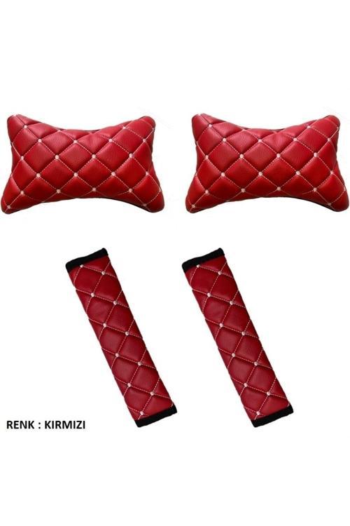 Citroen Nemo 2008 - 2020 Arası Emniyet Kemer Konforu+Boyunluk Kırmızı