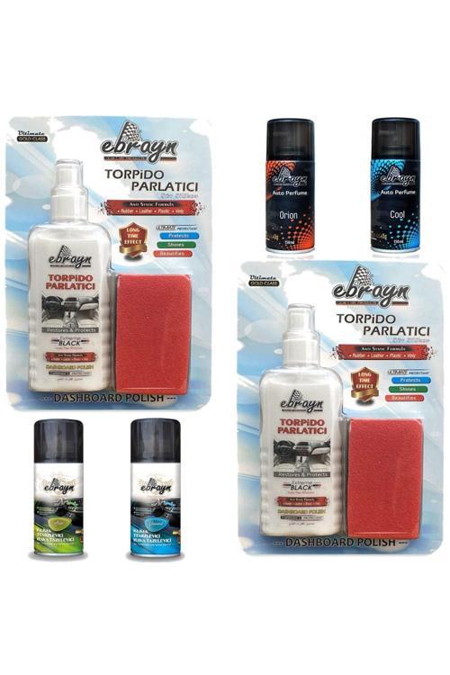2 Ad Klima Ve Hava Temizleyici Sprey+2 Ad 200Ml Torpido Parlatıcı Set+2 Ad Oto Parfüm Ebrayn -6Parça
