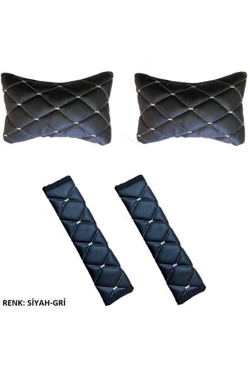 Renault Symbol 1999-2008 Arası Emniyet Kemer Konforu+Boyunluk Siyah Gri