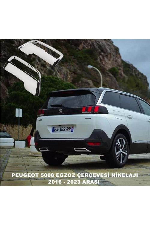 Peugeot 5008 Egzoz Çerçevesi Nikelajı 2016 - 2023 Arası Sağ-Sol 2 Parça 1. Kalite Abs Krom -