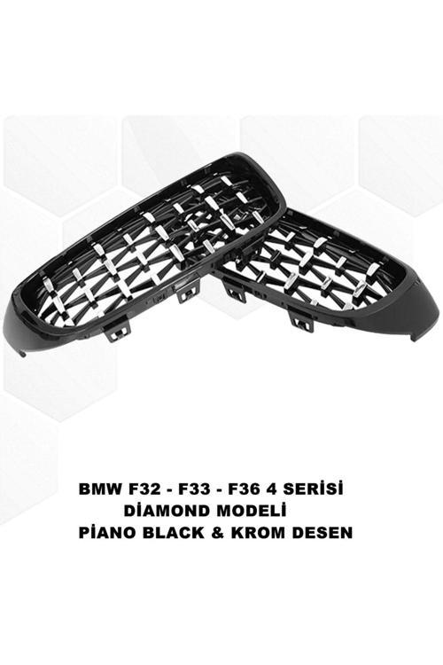Bmw F32 4 Serisi Diamond Ön Panjur Izgara Uyumlu Black & Krom Desen