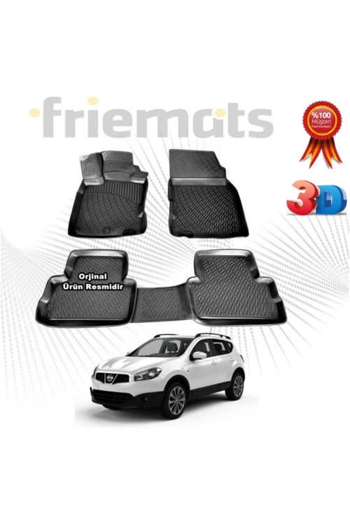 Nissan Qashqai 3D Havuzlu Paspas 2007-2014 Arası Siyah 4 Parça Set -