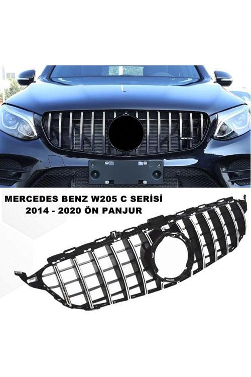 Mercedes W205 C Serisi Spor Ön Panjur Izgaralı Piano Black & Krom Şeritli 2014-2020 1. Kalite