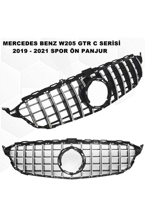 Mercedes W205 Gtr C Serisi Spor Ön Panjur Izgaralı Piano Black & Krom Şeritli 2019-2021 Arası-