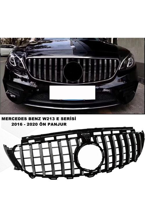 Mercedes W213 E Serisi Spor Ön Panjur Izgaralı Piano Black & Krom Şeritli 2016-2020 1. Kalite-