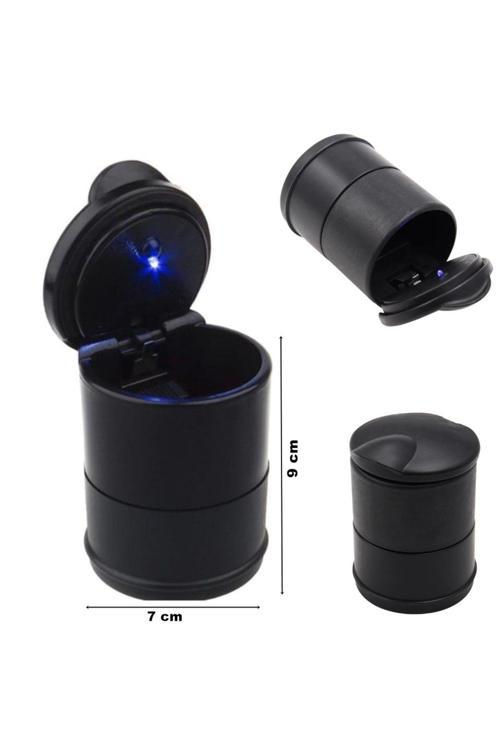 Araç Ve Ofis Küllük Kapaklı Model Işıklı Küllük Kaliteli Plastik 7Cm X 9Cm Ergonomik Küllük