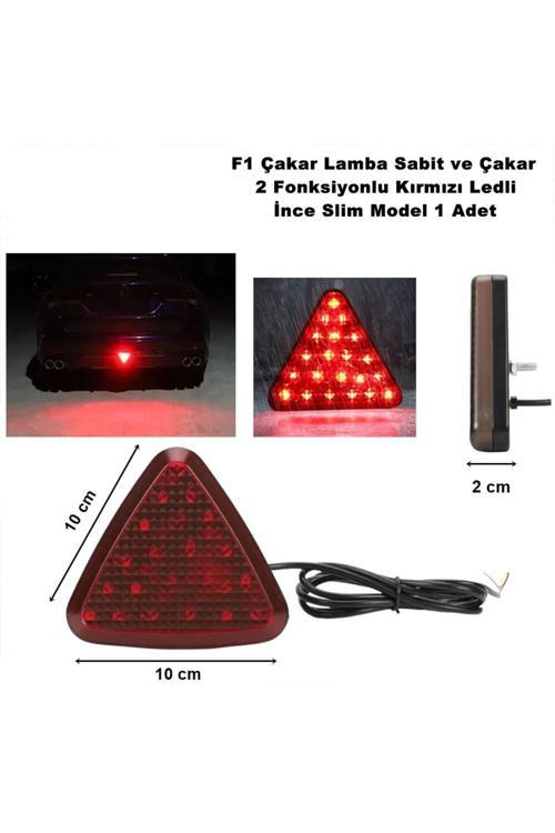 F1 Çakar Lamba Üçgen Yeni Slim Model Kırmızı Ledli 12V 2 Fonksiyonlu 1 Adet -