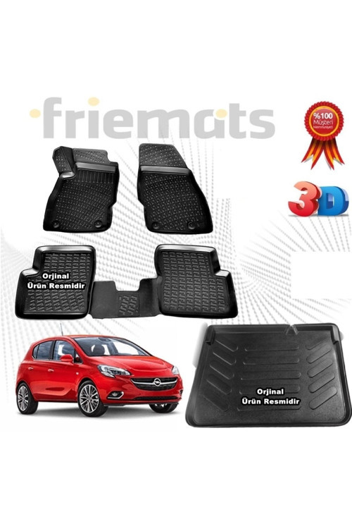 Opel Corsa E 3D Havuzlu Paspas + 3D Bagaj Havuzu 2015-2020 Arası