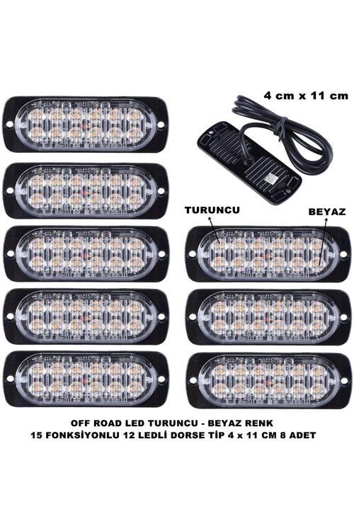 Off Road Led Lamba Turuncu - Beyaz 15 Fonksiyonlu Dorse Tip 12 Led 4 X 11 Cm 8 Adet -
