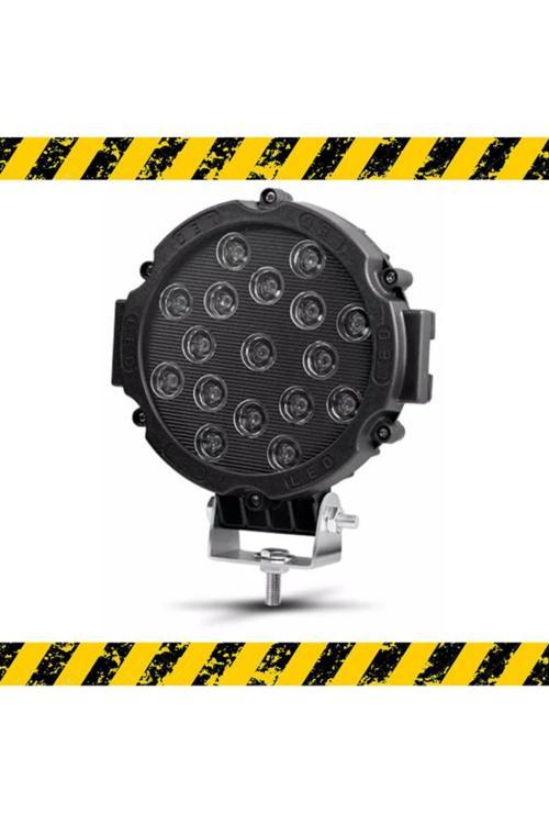 Off Road Projektör Metal Kapak Beyaz Işık 17 Led Yuvarlak 18 Cm Siyah Çerçeve 1 Adet