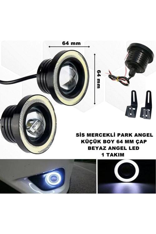 Sis Mercekli Angel Led Ampül Gündüz Farı Beyaz Angel Led 64 Mm Çap Beyaz Mercek Beyaz Halka -