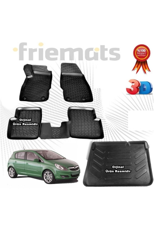 Opel Corsa D 3D Havuzlu Paspas + 3D Bagaj Havuzu 2007-2014 Arası