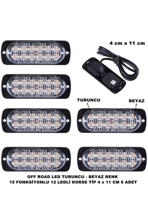 Off Road Led Lamba Turuncu Beyaz 15 Fonksiyonlu Dorse Tip 12 Led 4 X 11 Cm 6 Adet