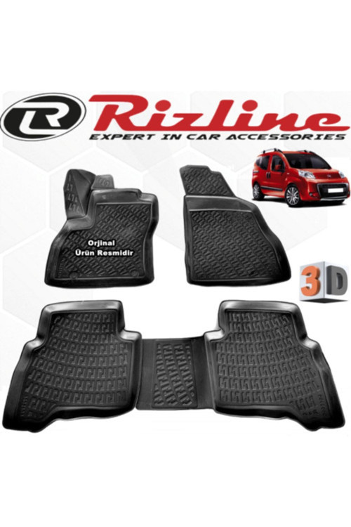 Fiat Fiorino 3D Paspas Havuzlu 2007 - 2019 Arası Siyah 4 Parça Set