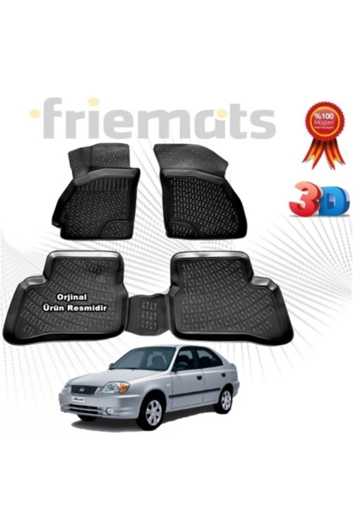 Hyundai Admire 3D Havuzlu Paspas 2001 - 2005 Arası Siyah 4 Parça Set Friemats