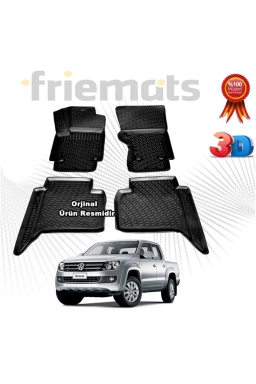 Vw Amarok 3D Havuzlu Paspas 2010 - 2020 Arası Siyah 4 Parça Set Friemats Marka