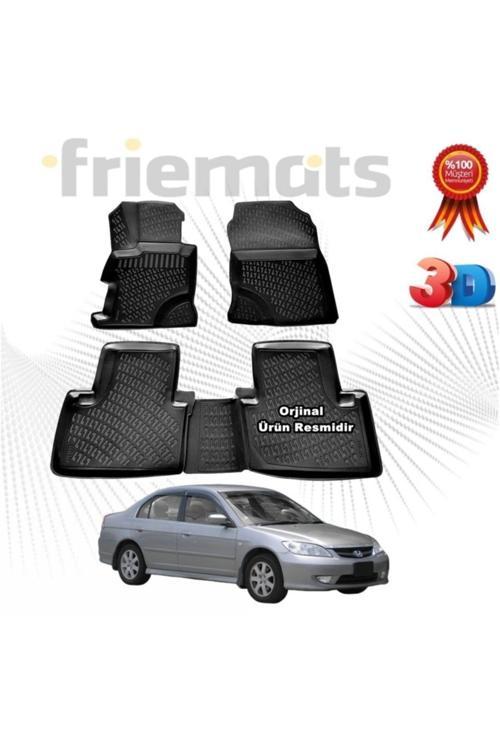 Honda Civic Sedan 3D Havuzlu Paspas 2001 - 2006 Arası Siyah 4 Parça