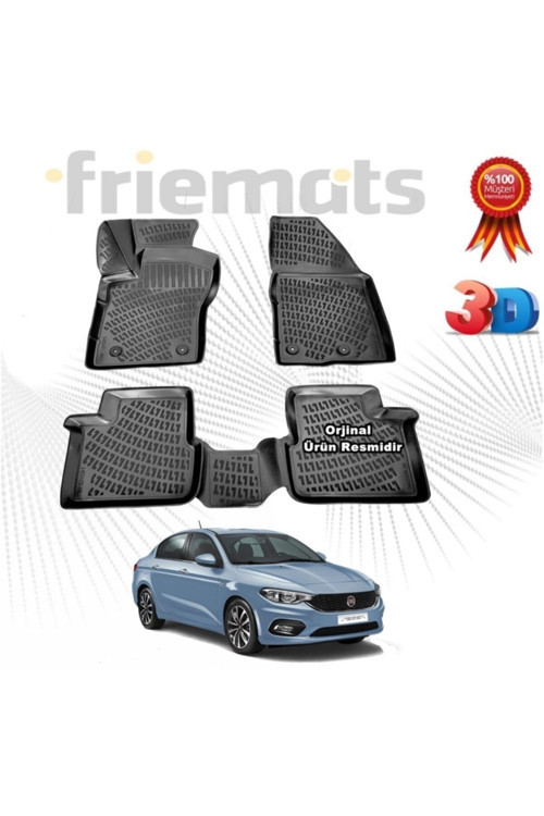 Fiat Egea Sd 3D Havuzlu Paspas 2015-2020 Arası Siyah 4 Parça Set - Friemats