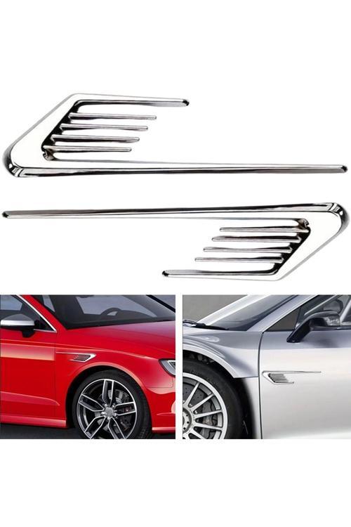 Araç Ventil Çamurluk Üstü Izgara Süsü Çamurluk Ventili 30 Cm 2 Parça Bantlı Nikelaj Renk Yapıştırma