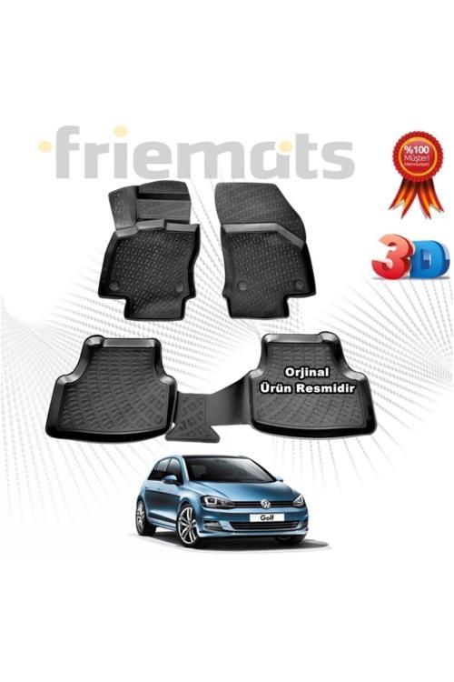 Vw Golf 7 3D Havuzlu Paspas 2013-2020 Arası Siyah 4 Parça Set -
