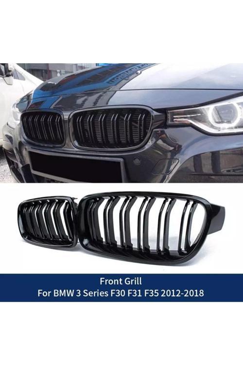 Bmw F30 3 Serisi Uyumlu Ön Panjur Izgara Böbrek Çift Kanal 2012 - 2018 Arası Piano Black 1. Kalite -