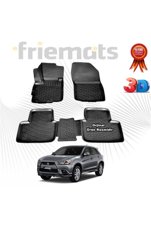 Mitsubishi Asx 3D Havuzlu Paspas 2010-2015 Arası Siyah 4 Parça
