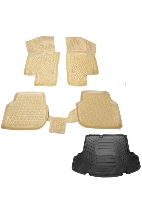 Vw Jetta (Bej) 3D Havuzlu Paspas+Bagaj Havuzu (Cepli) 2015-2019 Arası -Dönmezotoaksesuar