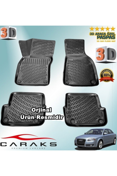 Audi A4 3D Paspas Havuzlu 2001 - 2007 Arası Siyah 4 Prç.