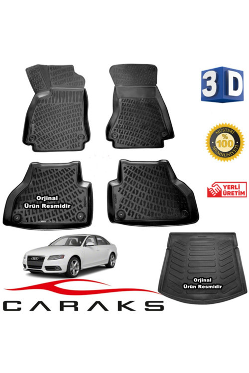 Audi A4 3D Paspas + 3D Bagaj Havuzu 2008 - 2014 Arası Siyah - Set