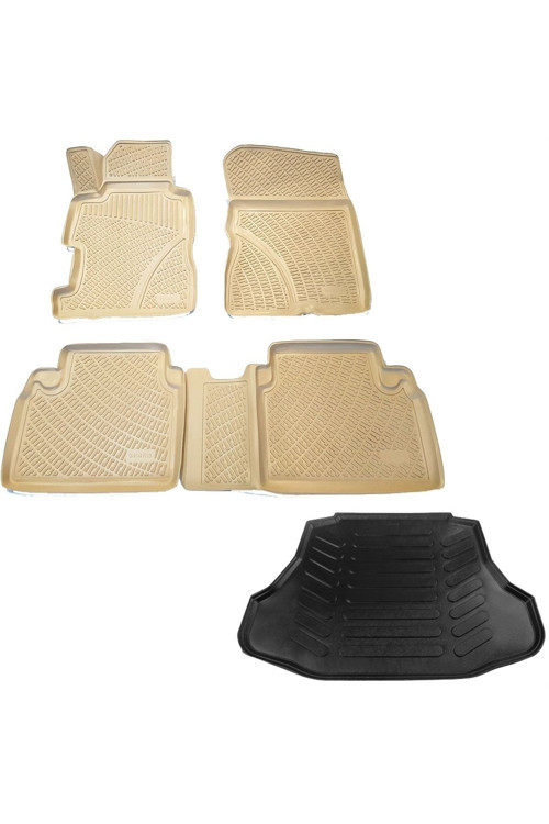 Honda Civic Bej Renk 3D Havuzlu Paspas + 3D Bagaj Havuzu 2007-2012 Arası