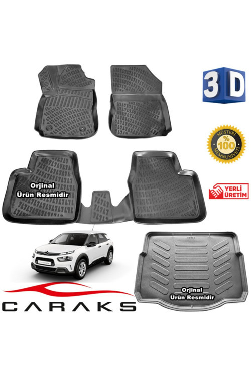 Citroen C4 Cactus 3D Paspas + 3D Bagaj Havuzu 2015 - 2020 Siyah - Set
