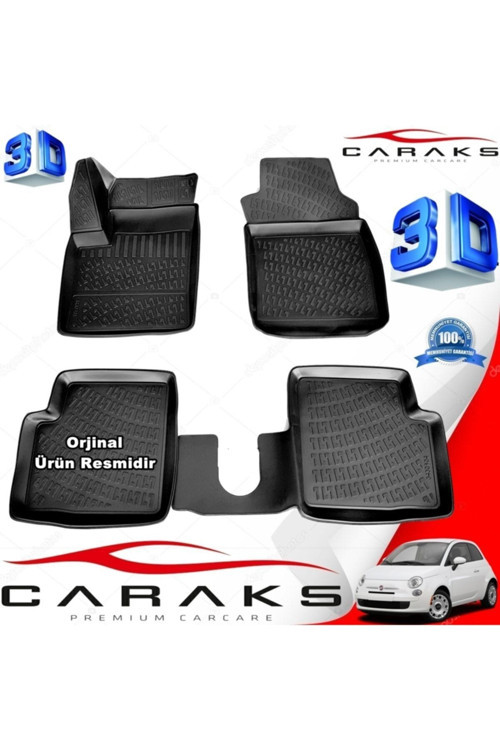 Fiat 500 C 3D Paspas Havuzlu 2010 - 2020 Arası Siyah 4 Prç.