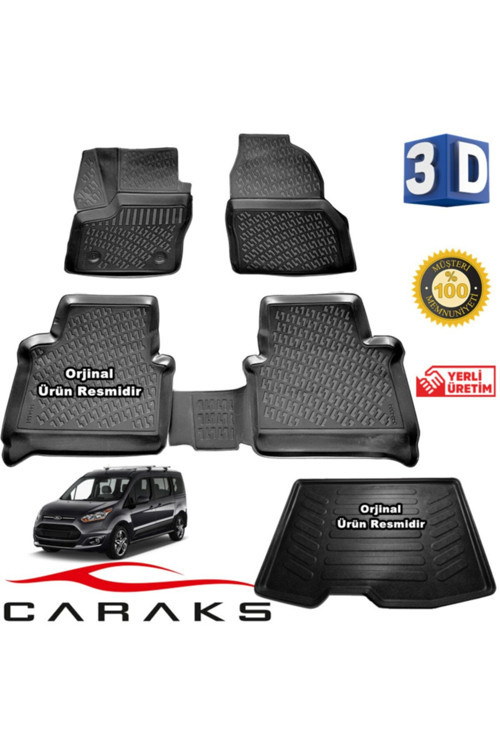 Ford Connect 3D Paspas + 3D Bagaj Havuzu 2015 - 2020 Arası Siyah - Set