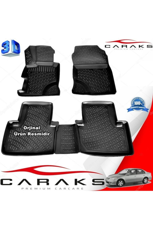 Honda Civic 3D Paspas Havuzlu Sedan 2001 - 2006 Arası Siyah 4 Prç.