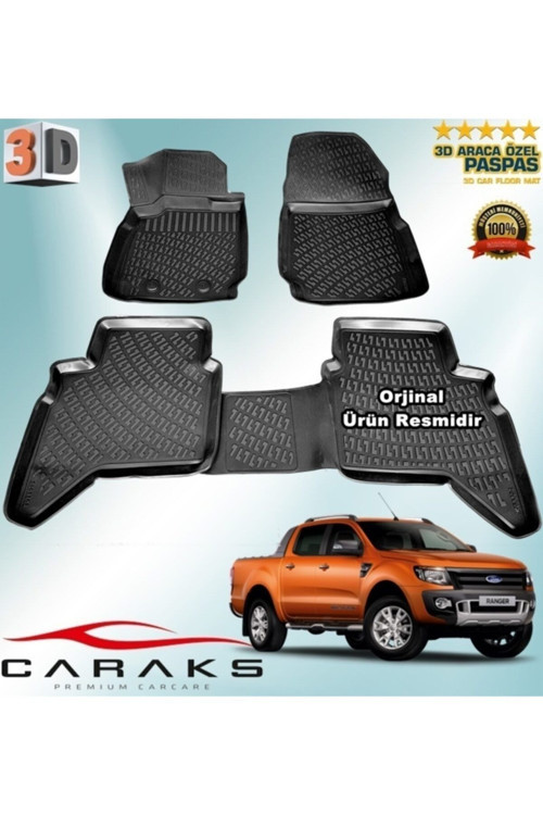 Ford Ranger 3D Havuzlu Paspas 2012 Sonrası Siyah 4 Parça