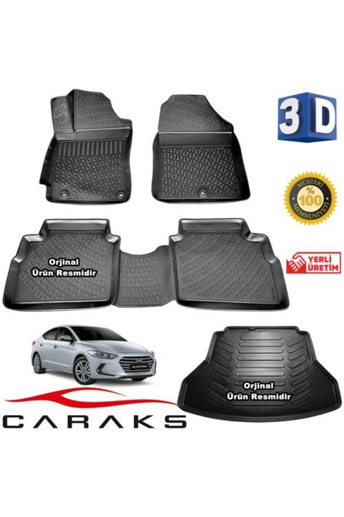 Hyundai Elantra 3D Paspas + 3D Bagaj Havuzu 2016 - 2020 Arası Siyah - Set
