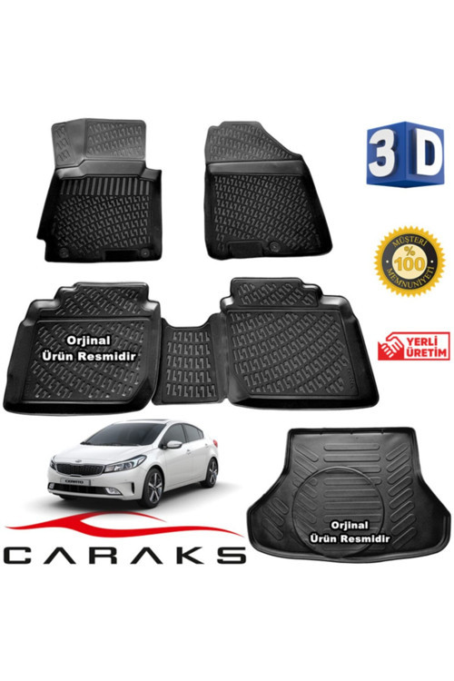 Kia Cerato 3D Paspas + 3D Bagaj Havuzu 2016 - 2020 Arası Siyah - Set