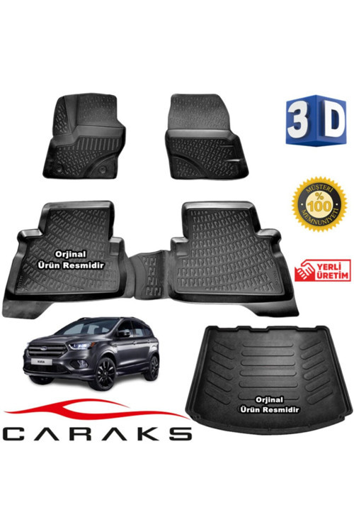 Ford Kuga 3D Havuzlu Paspas + 3D Bagaj Havuzu 2013-2019 Arası Marka