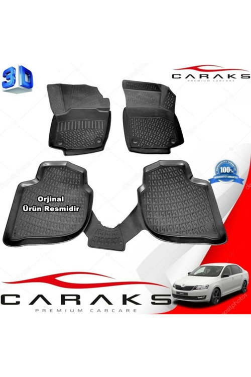 Skoda Rapid 3D Paspas Havuzlu 2013 - 2020 Arası Siyah 4 Prç.
