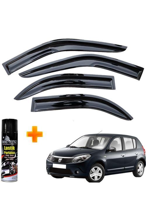 Dacia Sandero Mügen Cam Rüzgarlığı 2008-2012 Arası 4 Lü Takım +500Ml Lastik Parlatıcı