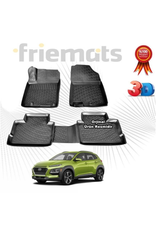 Hyundai Kona 3D Havuzlu Paspas 2015-2020 Arası Siyah 4 Parça