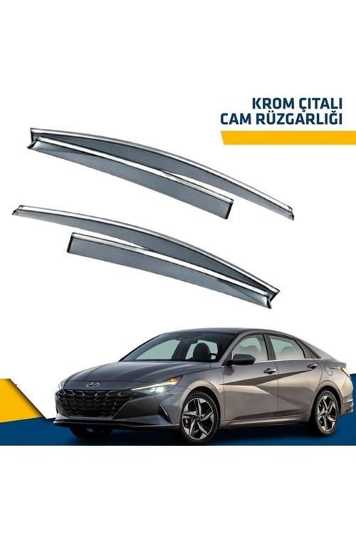 Hyundai Elantra Mügen Cam Rüzgarlığı Kromlu Rüzgarlık ( Paslanmaz Nikelajlı ) 2021 Sonrası Yeni Ürün