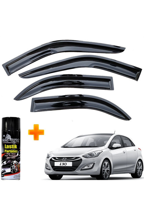 Hyundai I30 Mügen Cam Rüzgarlığı 2012-2017 Arası 4 Lü Takım +500Ml Lastik Parlatıcı