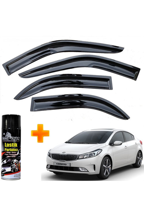 Kia Cerato Mügen Cam Rüzgarlığı 2016 - 2020 Arası 4 Lü Takım +500Ml Lastik Parlatıcı