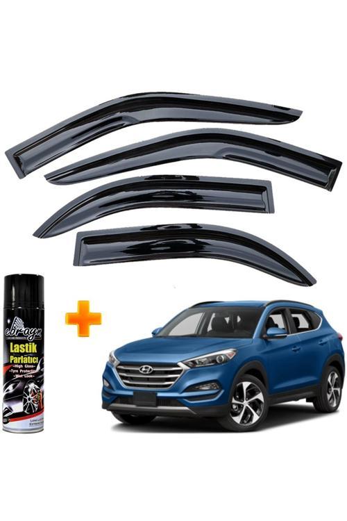 Hyundai Tucson Mügen Cam Rüzgarlığı 2015-2020 Arası 4 Lü Takım +500Ml Lastik Parlatıcı
